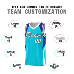 Sky Blue Royal White Color Block Basketball Jersey 4