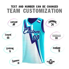 Sky Blue Royal White Gradient Lightning Stripe Reversible Basketball Jersey 4