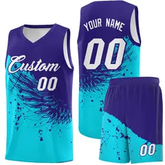Sky Blue Royal Wing Pattern Basketball Sports Uniform Jersey