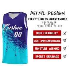 Sky Blue Royal Wing Pattern Basketball Sports Uniform Jersey 2