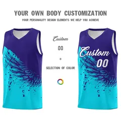 Sky Blue Royal Wing Pattern Basketball Sports Uniform Jersey 3