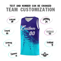 Sky Blue Royal Wing Pattern Basketball Sports Uniform Jersey 4