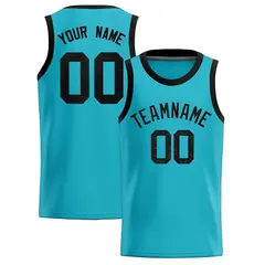 Sky Blue Sequined Trim Athletic Basketball Jersey 1
