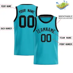 Sky Blue Sequined Trim Athletic Basketball Jersey 2