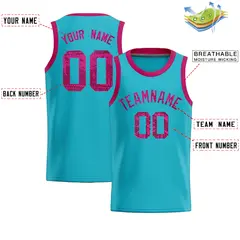 Sky Blue Sequined Trim Athletic Basketball Jersey 2