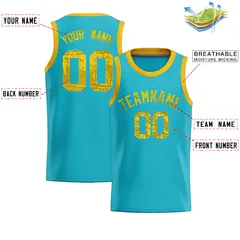 Sky Blue Sequined Trim Athletic Basketball Jersey 2