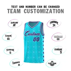 Sky Blue Side Blocks Basketball Uniform Jersey 4