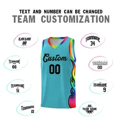 Sky Blue Side Flame Sports Basketball Jersey 4