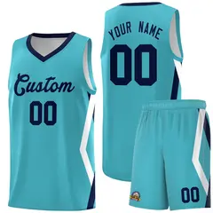 Sky Blue Side Rhombus Graffiti Pattern Basketball Jersey