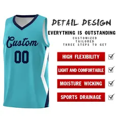 Sky Blue Side Rhombus Graffiti Pattern Basketball Jersey 2