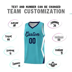 Sky Blue Side Rhombus Graffiti Pattern Basketball Jersey 4