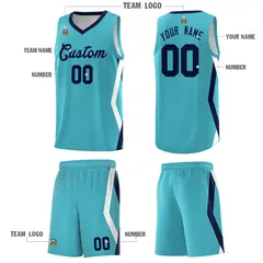 Sky Blue Side Rhombus Graffiti Pattern Basketball Jersey 5