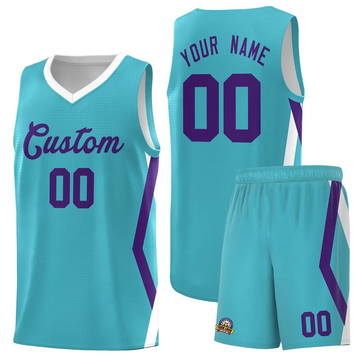 Sky Blue Side Rhombus Graffiti Pattern Basketball Jersey