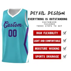 Sky Blue Side Rhombus Graffiti Pattern Basketball Jersey 2