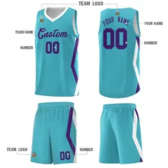 Sky Blue Side Rhombus Graffiti Pattern Basketball Jersey 5