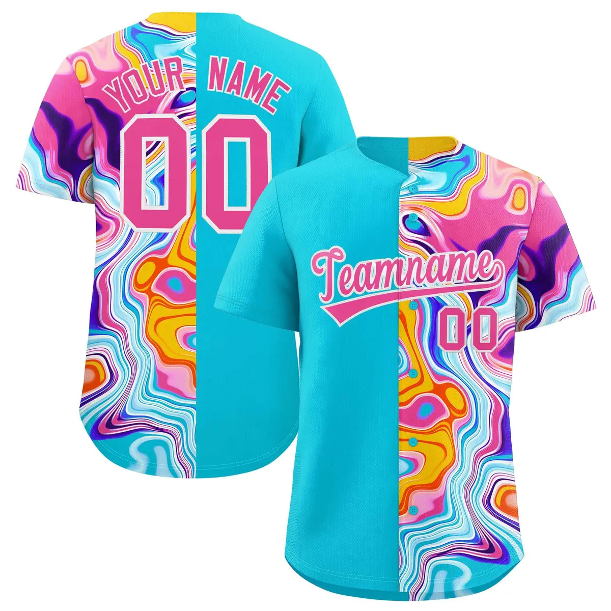 Sky Blue Split Fluid Fashion Authentic Baseball Jersey