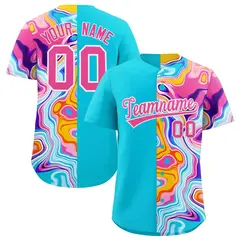 Sky Blue Split Fluid Fashion Authentic Baseball Jersey 1