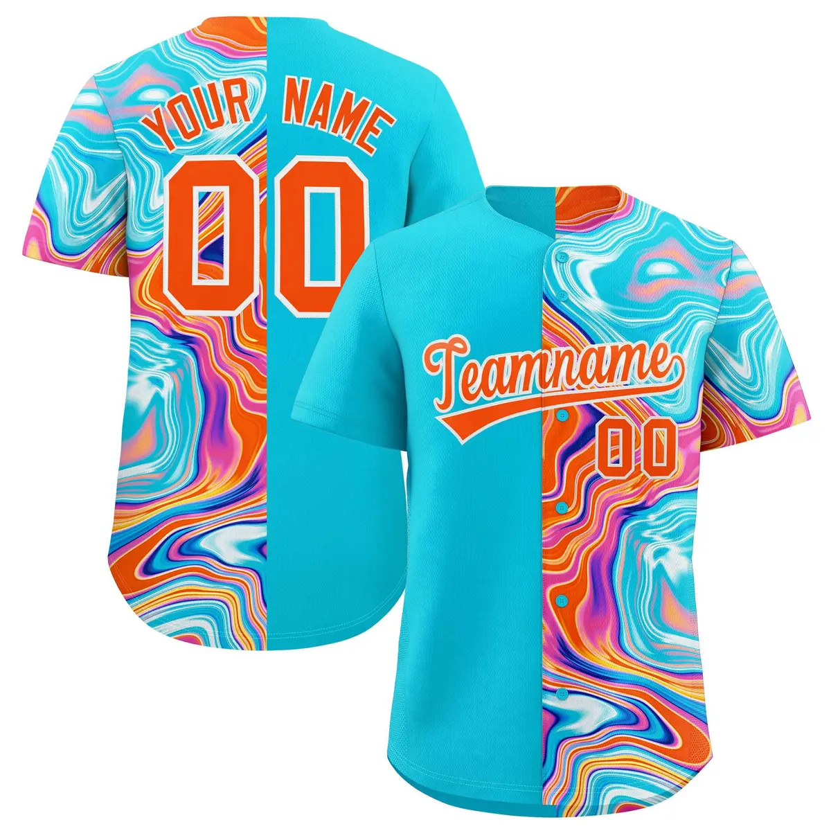 Sky Blue Split Fluid Fashion Authentic Baseball Jersey