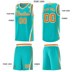 Sky Blue Star Pattern Color Block Shoulders Basketball Jersey 5