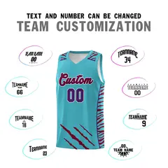 Sky Blue Tiger Claw Pattern Basketball Jersey Sports Uniform 4