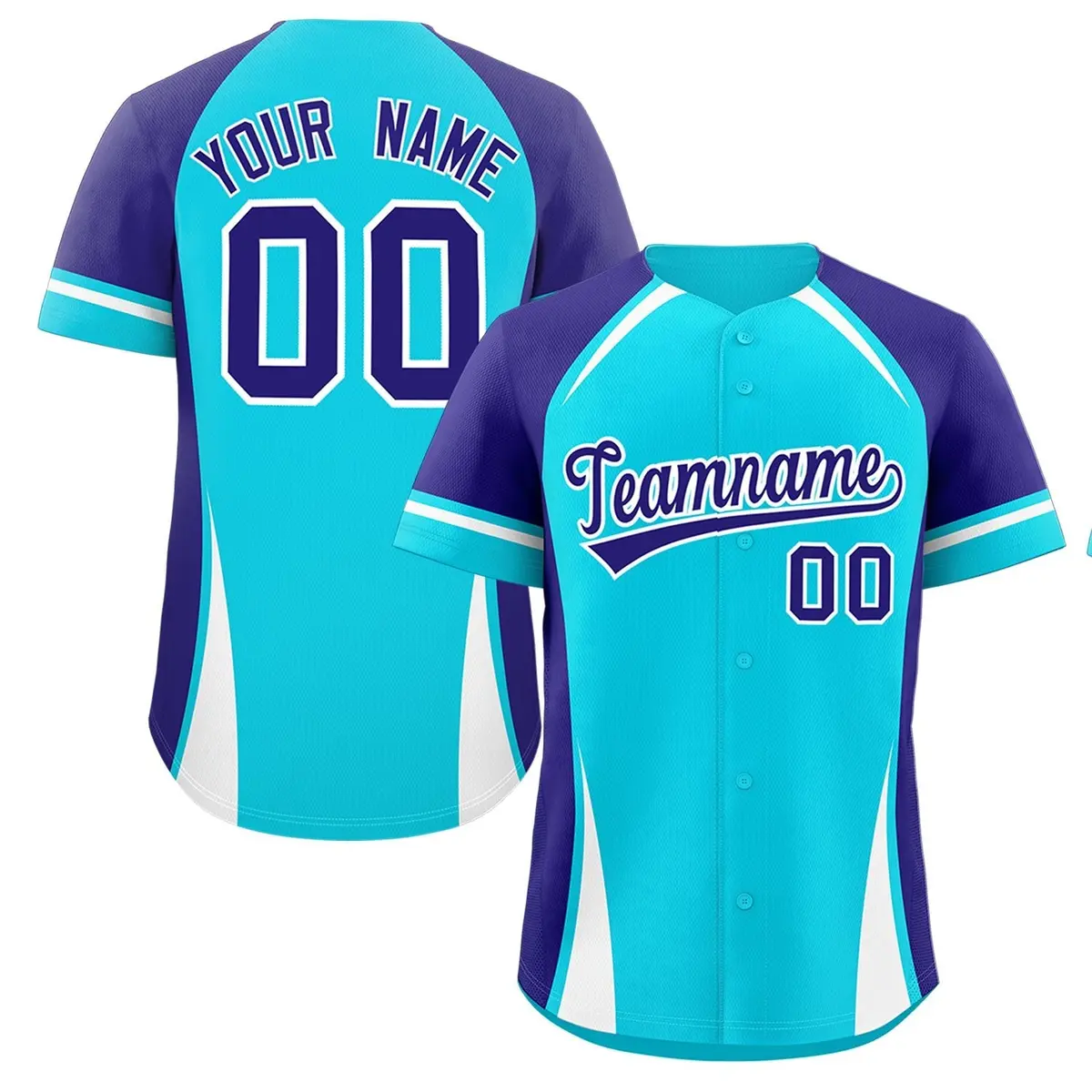 Sky Blue Violet-White Color Block Authentic Baseball Jersey