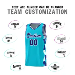 Sky Blue Violet-White Triangle Splicing Basketball Jersey 3