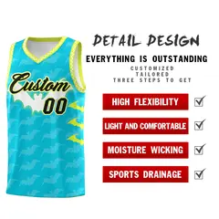 Sky Blue White Bat Pattern Halloween Basketball Jersey 2