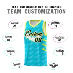 Sky Blue White Bat Pattern Halloween Basketball Jersey 4