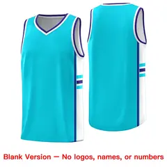 Sky Blue White Classic Color Block Team Basketball Jersey 6