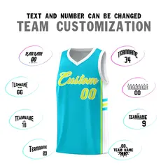 Sky Blue White Classic Color Block Varsity Basketball Jersey 4