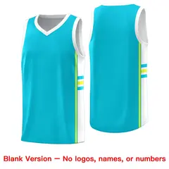 Sky Blue White Classic Color Block Varsity Basketball Jersey 6