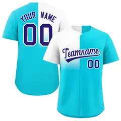 Sky Blue White Half Gradient Authentic Baseball Jersey 1