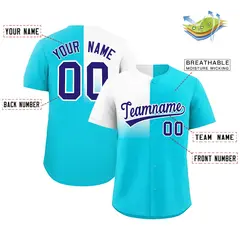 Sky Blue White Half Gradient Authentic Baseball Jersey 2