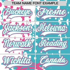 Sky Blue White Pink Full-Snap Tiger Graffiti Baseball Jersey 6