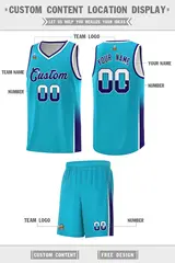 Sky Blue White Purple Two Tone Font Basketball Jersey 2
