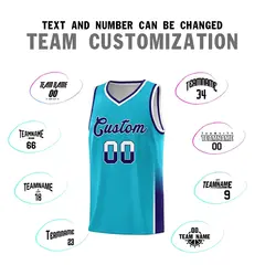 Sky Blue White Purple Two Tone Font Basketball Jersey 3