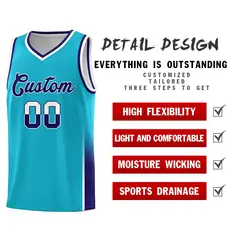 Sky Blue White Purple Two Tone Font Basketball Jersey 4