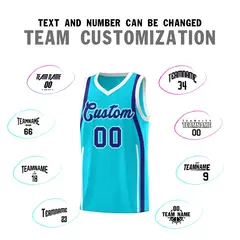 Sky Blue White-Royal Ribbon Pattern Basketball Kits 4