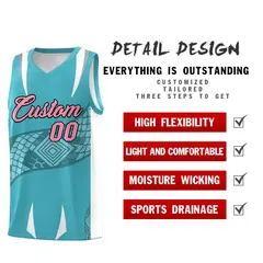 Sky Blue White Snake Scale Venomous Fang Graffiti Basketball Jersey 2