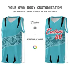 Sky Blue White Snake Scale Venomous Fang Graffiti Basketball Jersey 3