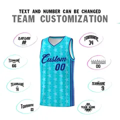 Sky Blue White Star Graffiti Basketball Jersey 4