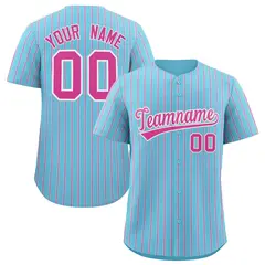 Sky Blue White Tricolor Stripe Baseball Jersey 1