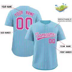 Sky Blue White Tricolor Stripe Baseball Jersey 2