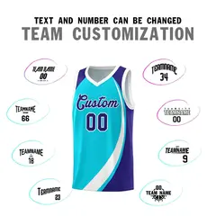 Sky Blue White-Violet Color Block Basketball Jersey 3
