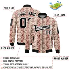 Snake Pattern Varsity Full-Zip Letterman Bomber Jacket 2