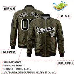 Snake Pattern Varsity Full-Zip Letterman Bomber Jacket 2