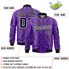 Snake Pattern Varsity Full-Zip Letterman Bomber Jacket 2