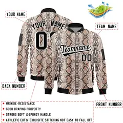 Snake Pattern Varsity Full-Zip Letterman Bomber Jacket 2