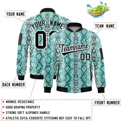 Snake Pattern Varsity Full-Zip Letterman Bomber Jacket 2