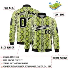 Snake Pattern Varsity Full-Zip Letterman Bomber Jacket 2